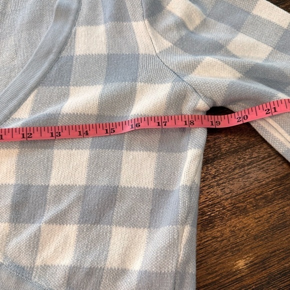Forever 21 Cropped Cardigan Blue/White Gingham Size Large Academia Mean Girls - Picture 7 of 8